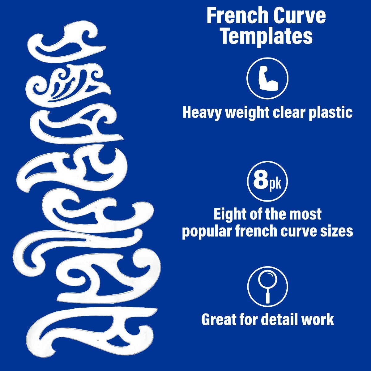 Westcott French Curve Template Set of 8 (FC8) westcottbrand