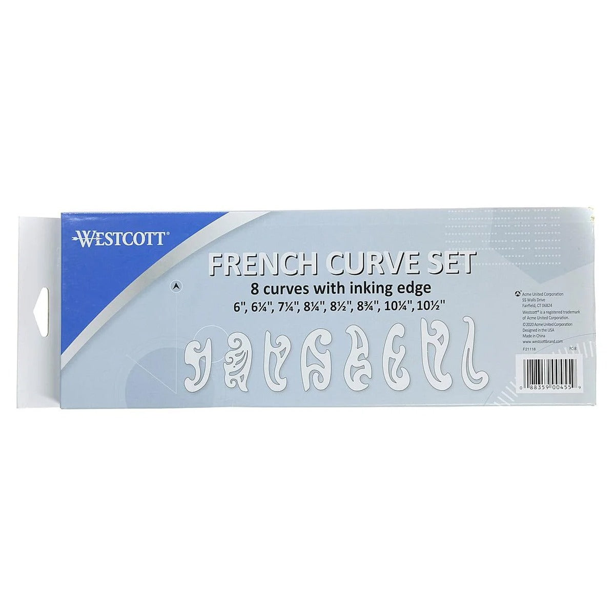 Westcott French Curve Template Set of 8 (FC-8)