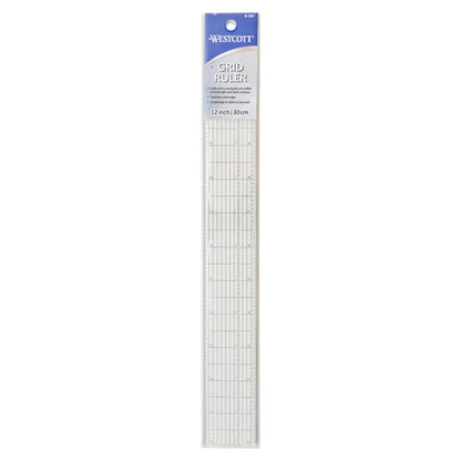 Westcott Grid Ruler with Metal Cutting Edge 1.5 x 12.5’’ Transparent (B-1M)