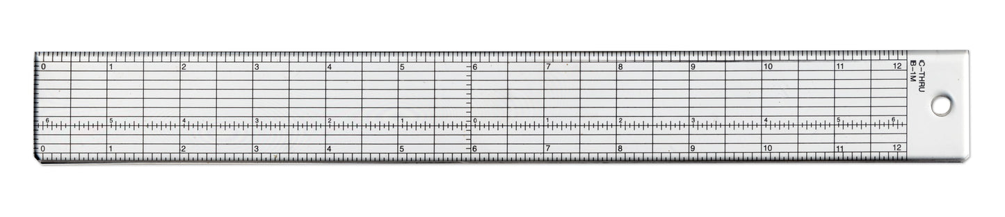 Westcott Grid Ruler with Metal Cutting Edge 1.5 x 12.5’’ Transparent (B-1M) - 1