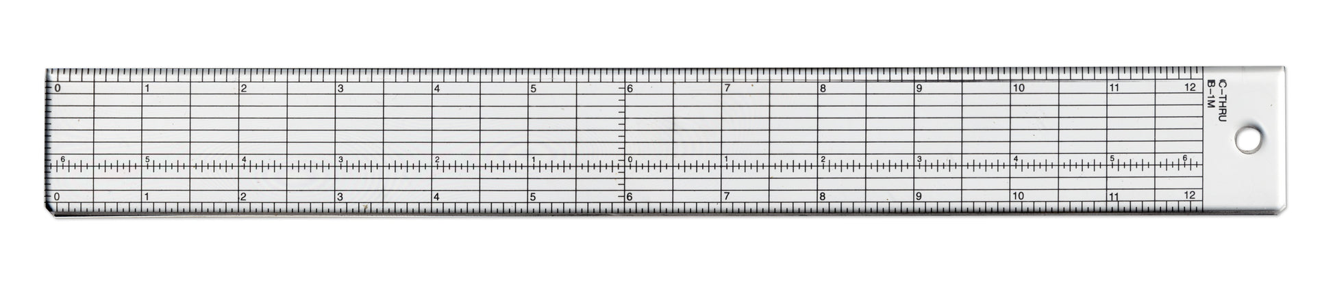 Westcott Grid Ruler with Metal Cutting Edge 1.5 x 12.5’’ Transparent (B-1M) - 1