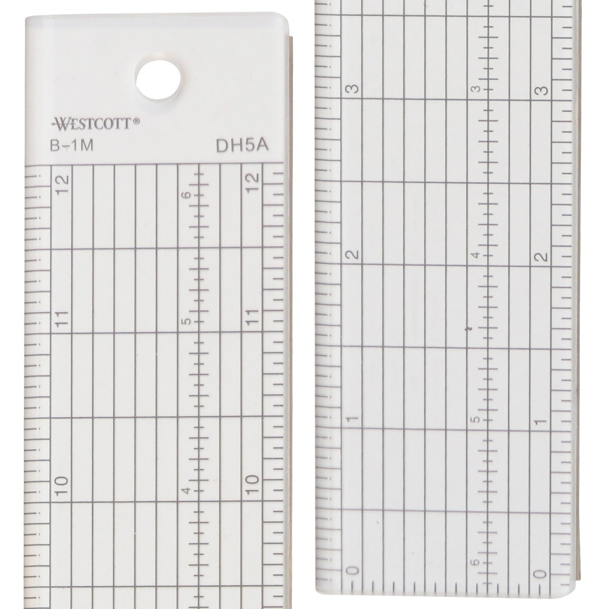 Westcott Grid Ruler with Metal Cutting Edge 1.5 x 12.5’’ Transparent (B-1M)