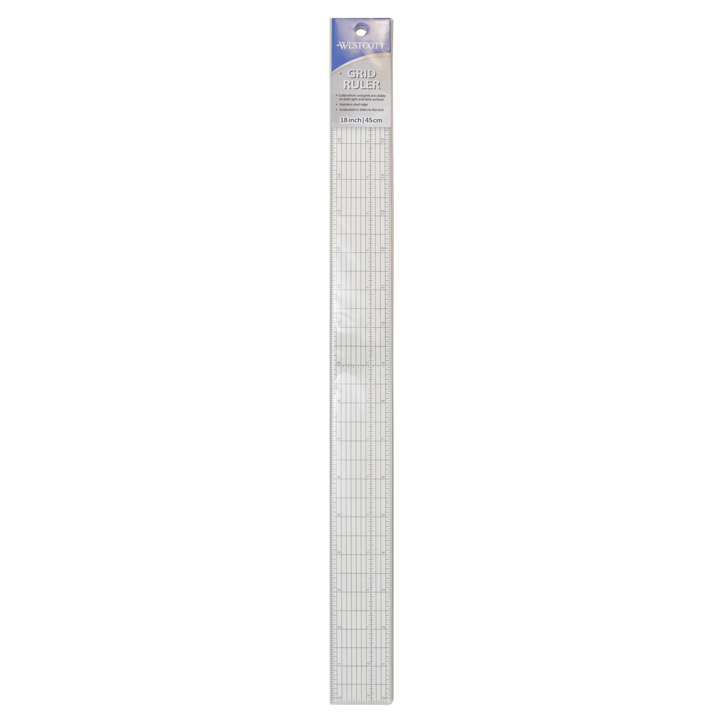Westcott Grid Ruler with Metal Cutting Edge, 1.5 x 18.5