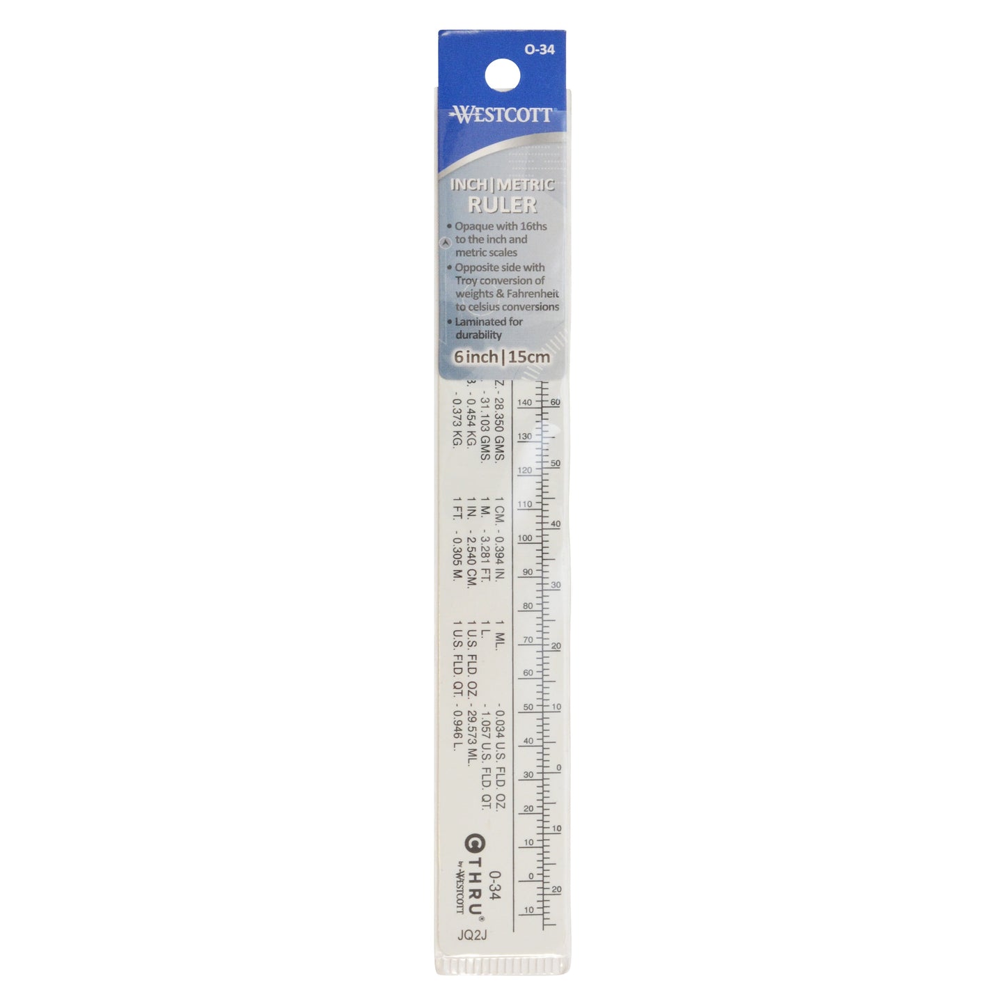 Westcott Inch/Metric Ruler 6’’ 15cm (O-34)