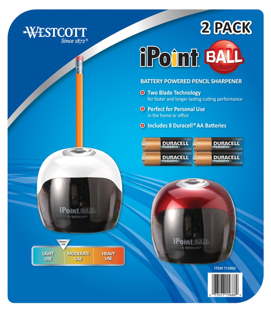 Westcott iPoint Ball Pencil Sharpener 2pk - World’s Favorite Scissors