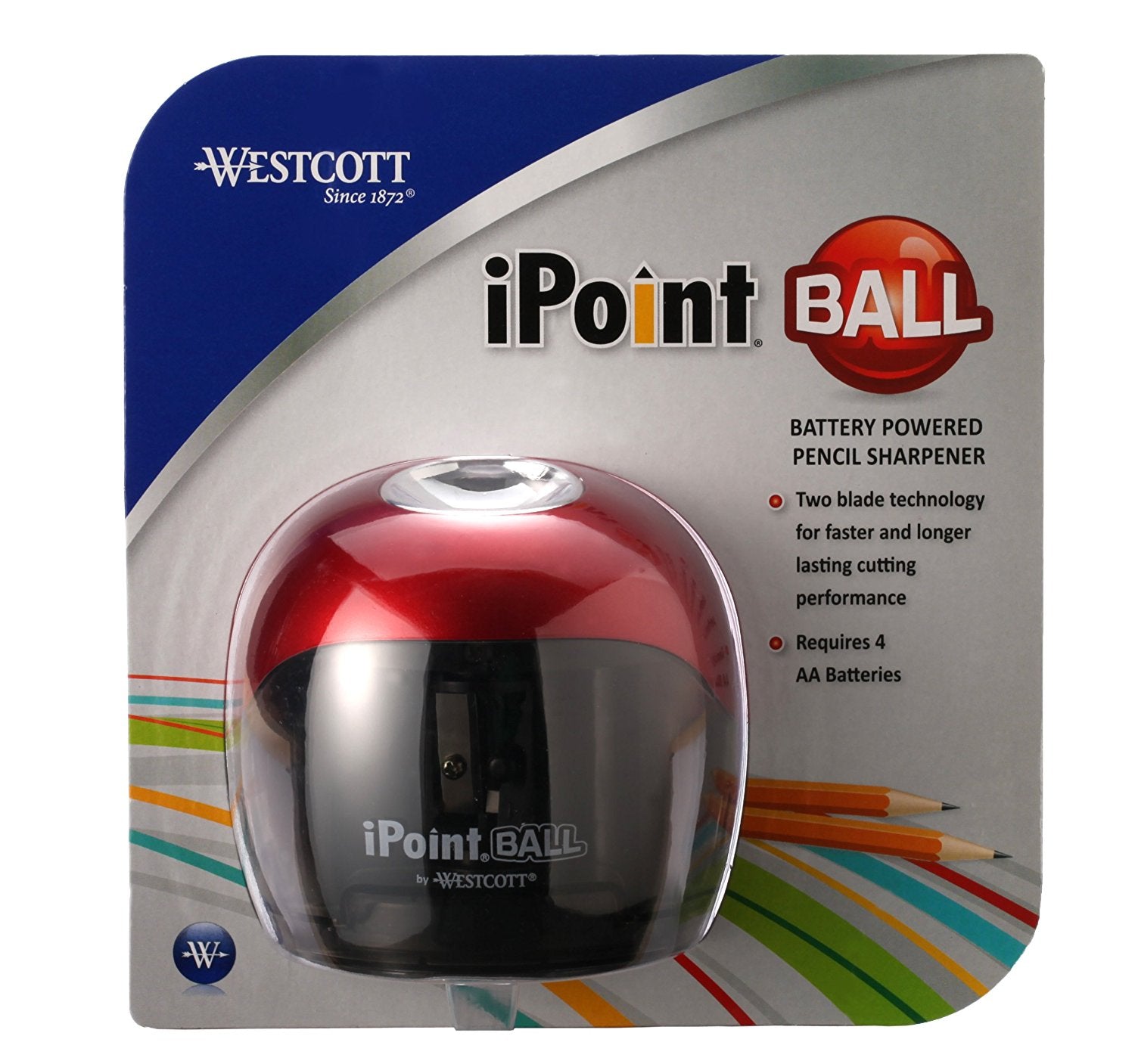 Westcott iPoint Ball Pencil Sharpener Red/Black (15570) - World’s Favorite Scissors