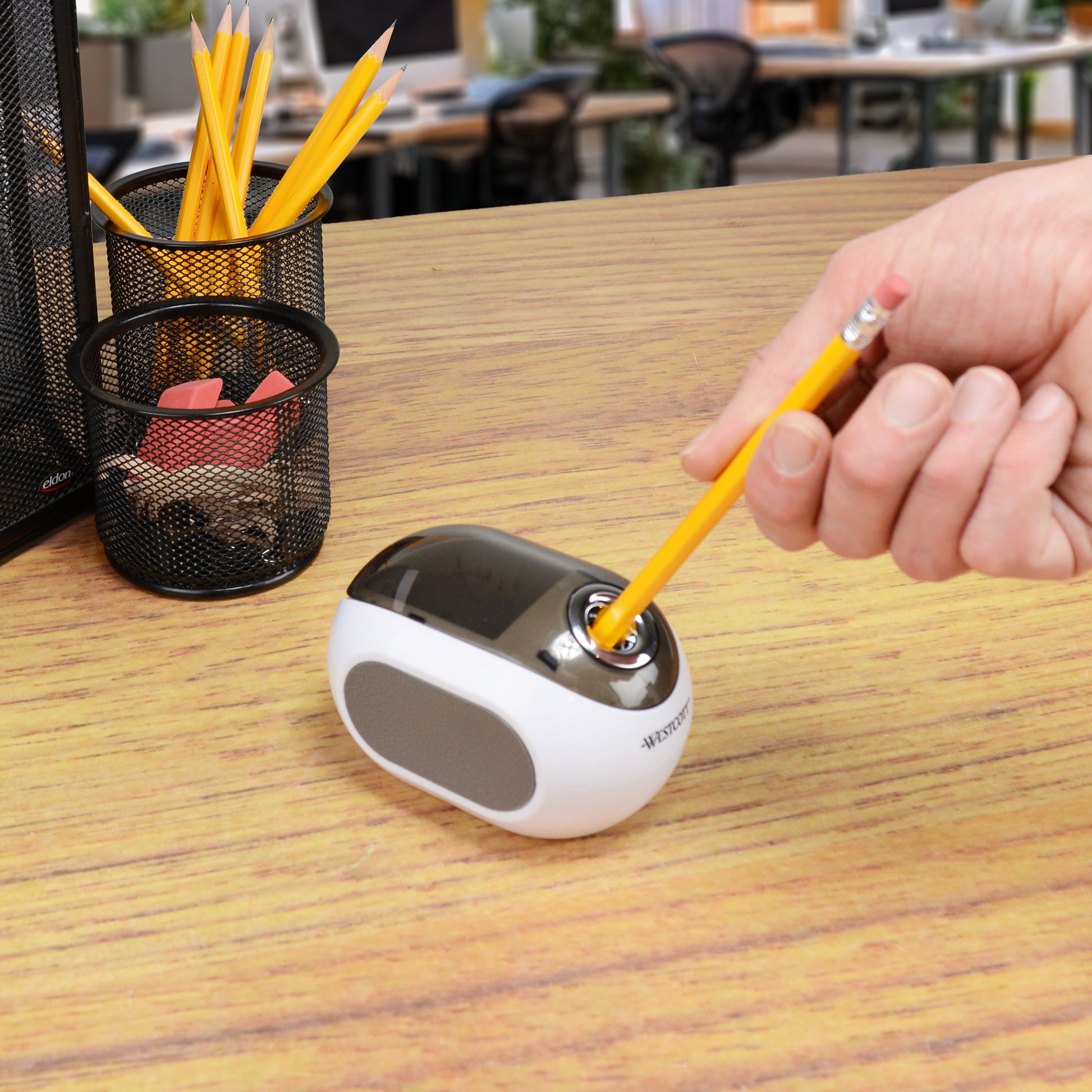 Westcott iPoint Dash Battery Pencil Sharpener White (00948-PARENT) - World’s Favorite Scissors