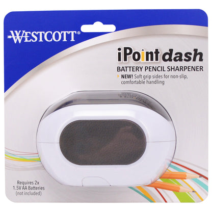 Westcott iPoint Dash Battery Pencil Sharpener White (00948-PARENT) - World’s Favorite Scissors