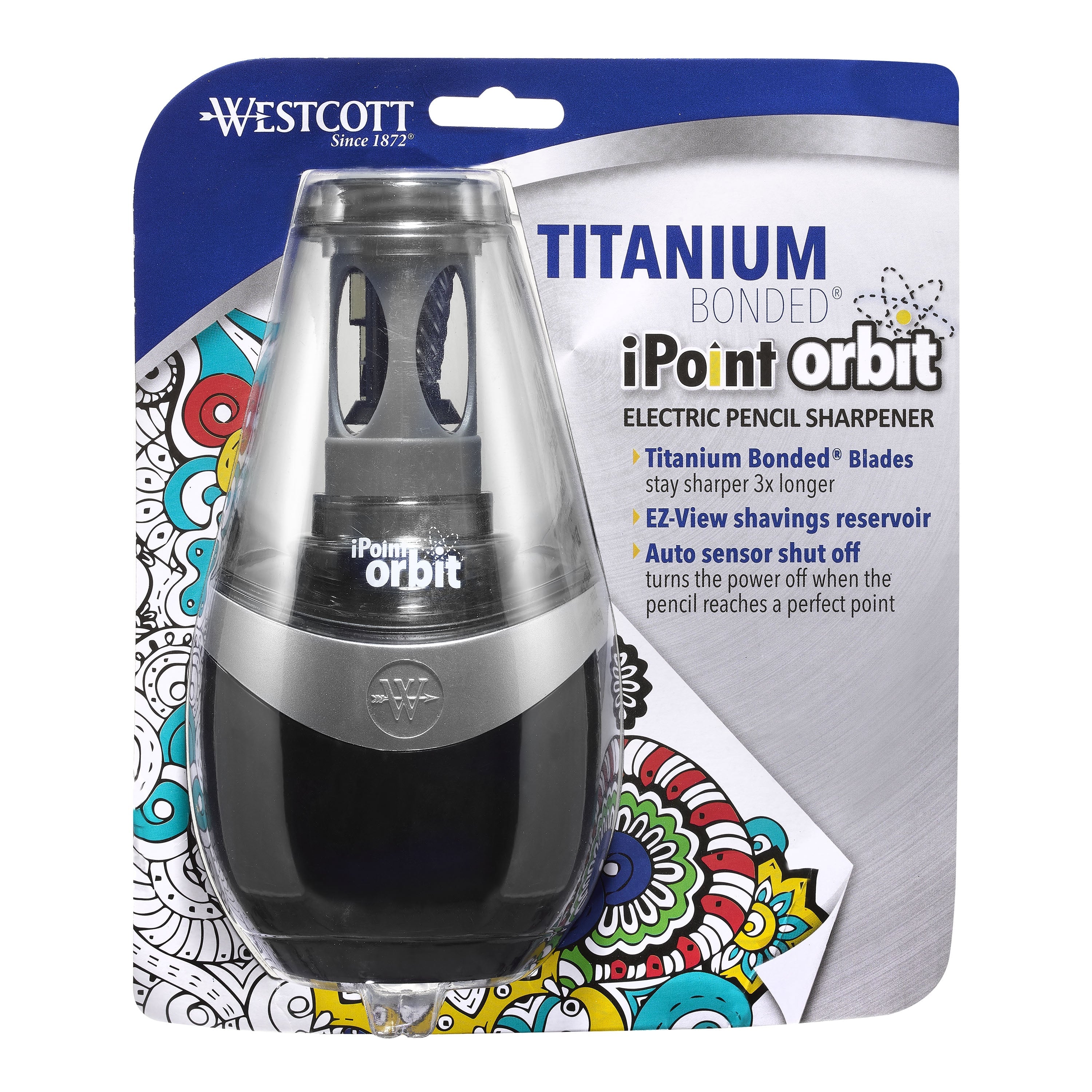 Westcott iPoint Orbit Electric Pencil Sharpener Black 16059 westcottbrand