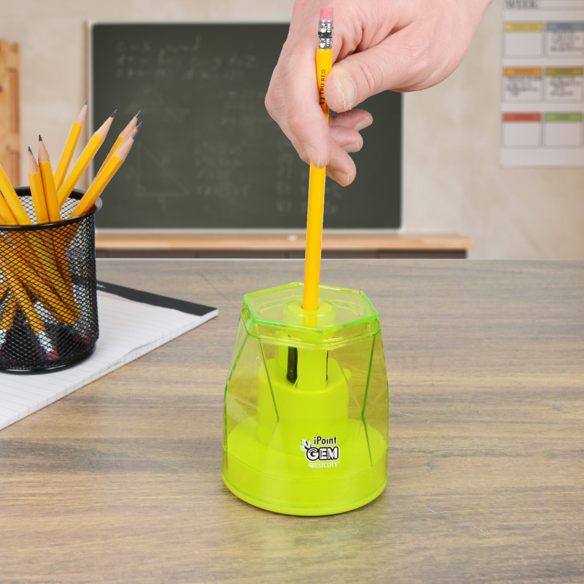 Westcott iPoint® GEM Battery Pencil Sharpener Neon Green (00577 PARENT) World’s Favorite Scissors
