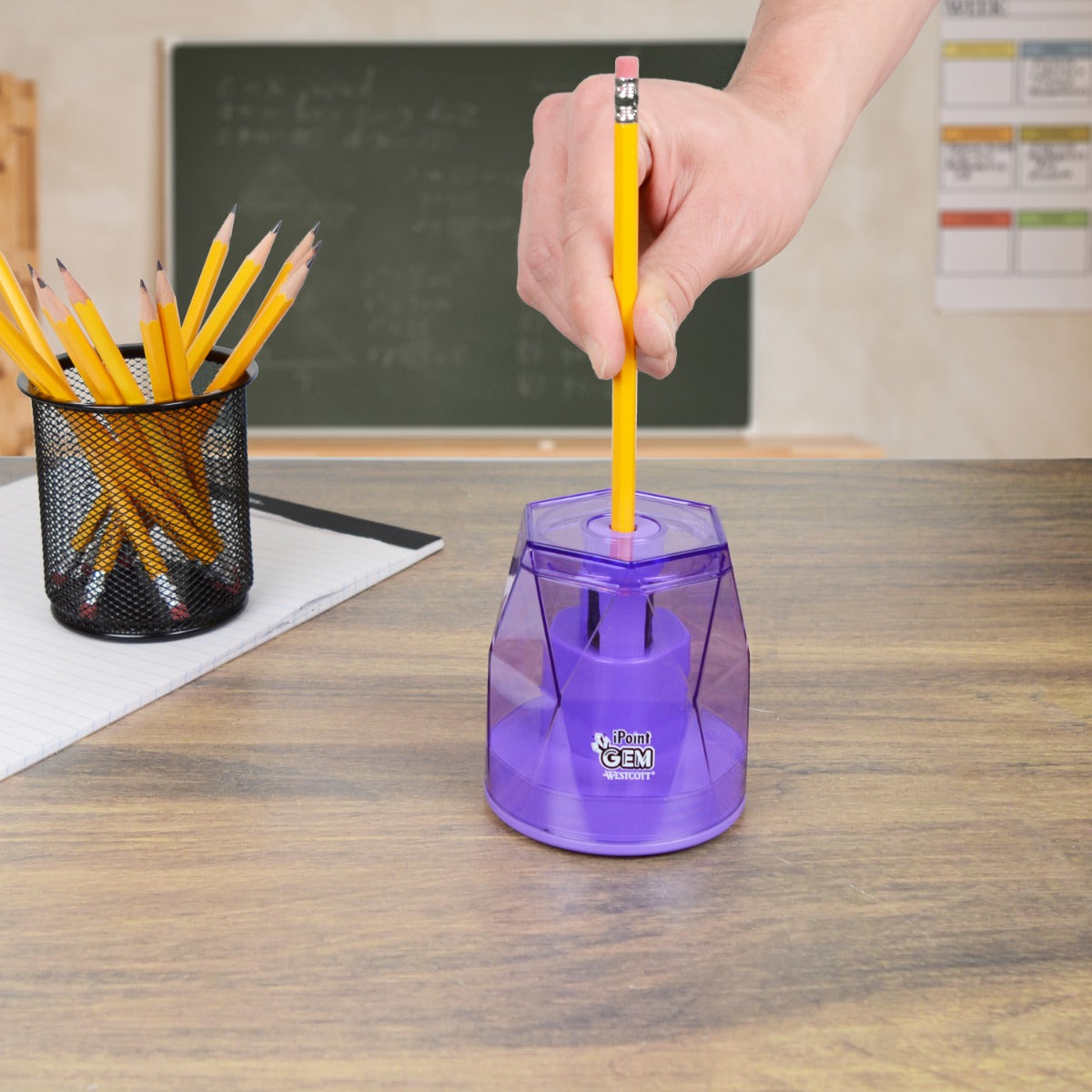 Westcott iPoint® GEM Battery Pencil Sharpener Purple (00576-PARENT)