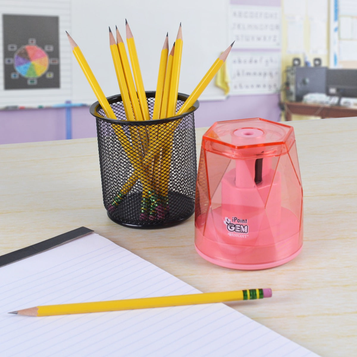 Westcott iPoint® GEM Crystal-Covered Battery Pencil Sharpener Pink (00578-PARENT) - World’s Favorite Scissors