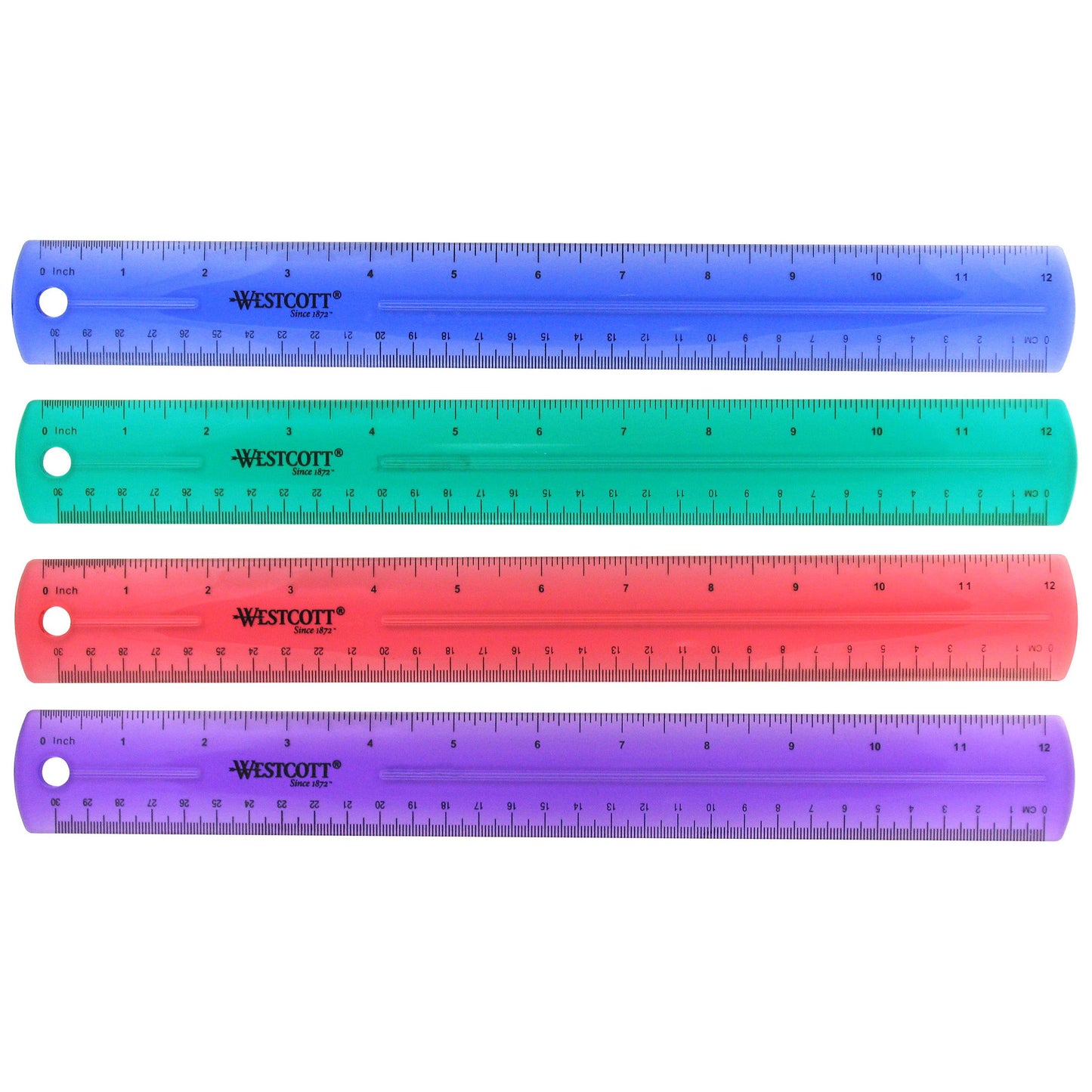 Westcott Jeweltone Plastic Ruler 12 Inch Assorted Transparent Colors (12975) - World’s Favorite Scissors