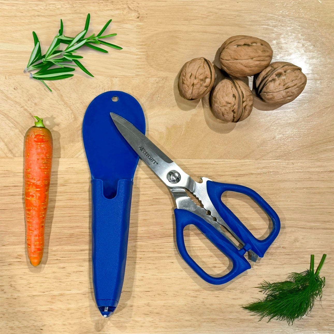 Westcott Kitchen Shear with detachable handles includes Sheath built in Ceramic Sharpener Blue (00861) - World’s