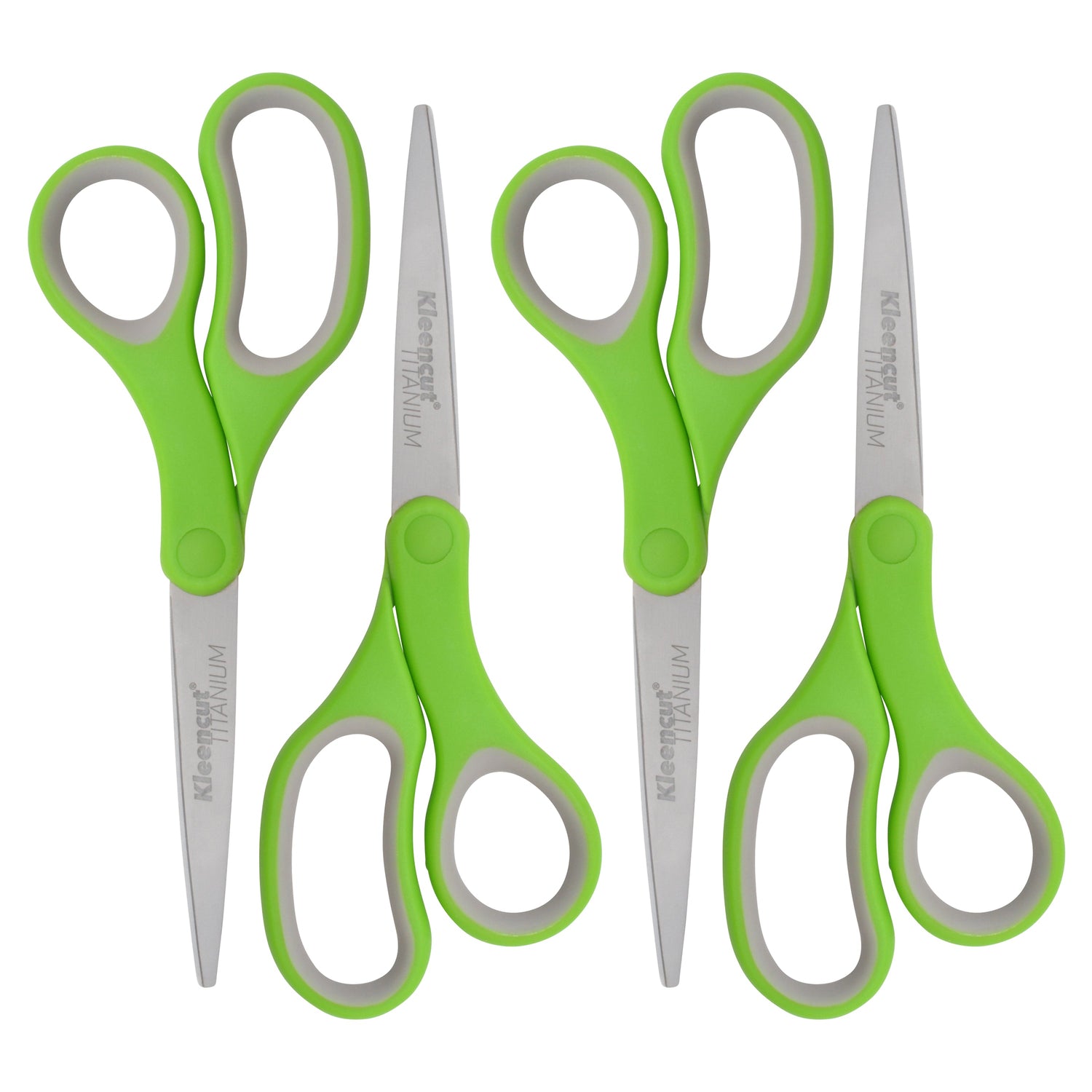 Westcott KleenCut 8” Titanium Scissors with Ergonomic Green Handle 4-Pack (17494-Parent) - World’s Favorite