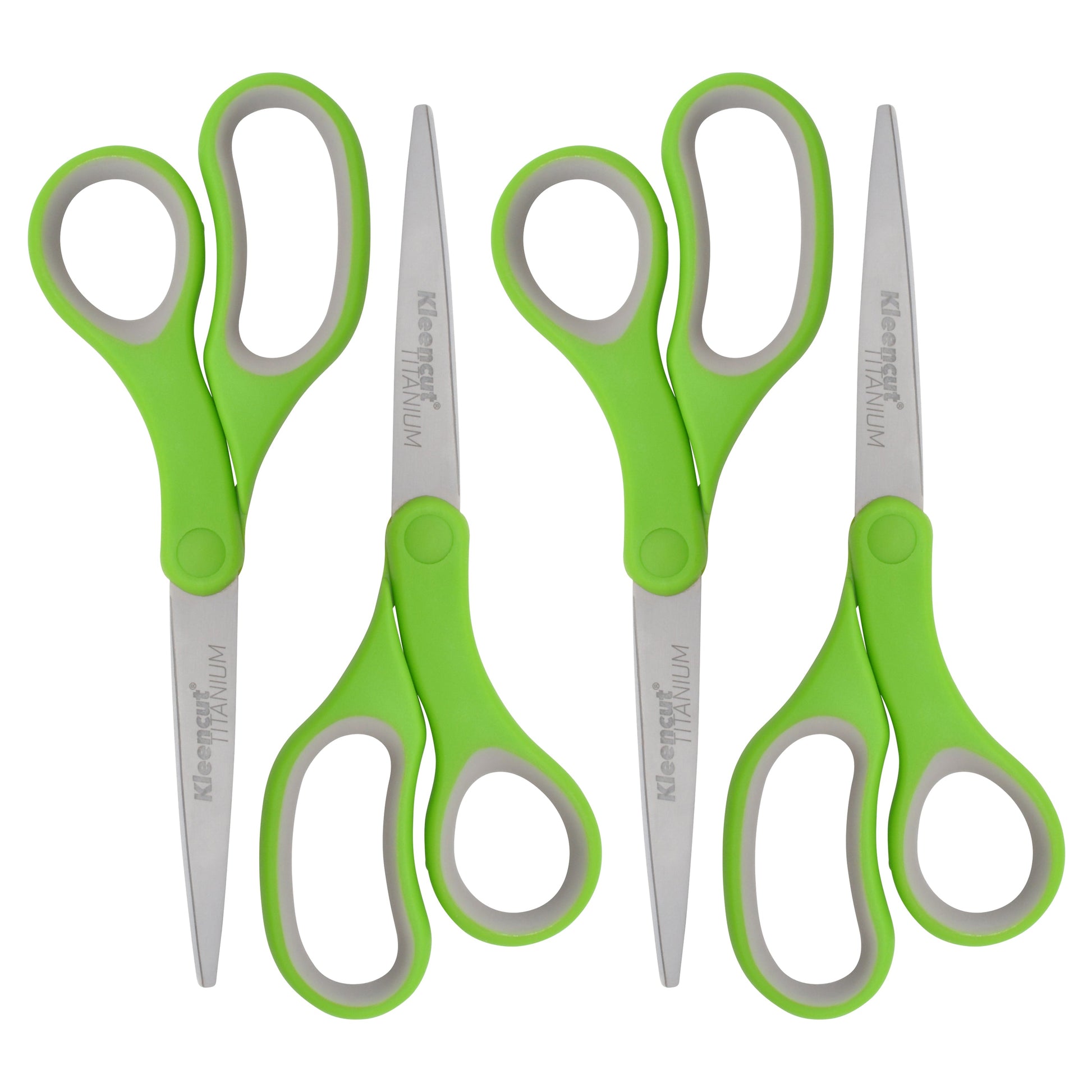 Westcott KleenCut 8” Titanium Scissors with Ergonomic Green Handle 4-Pack (17494-Parent) - World’s Favorite