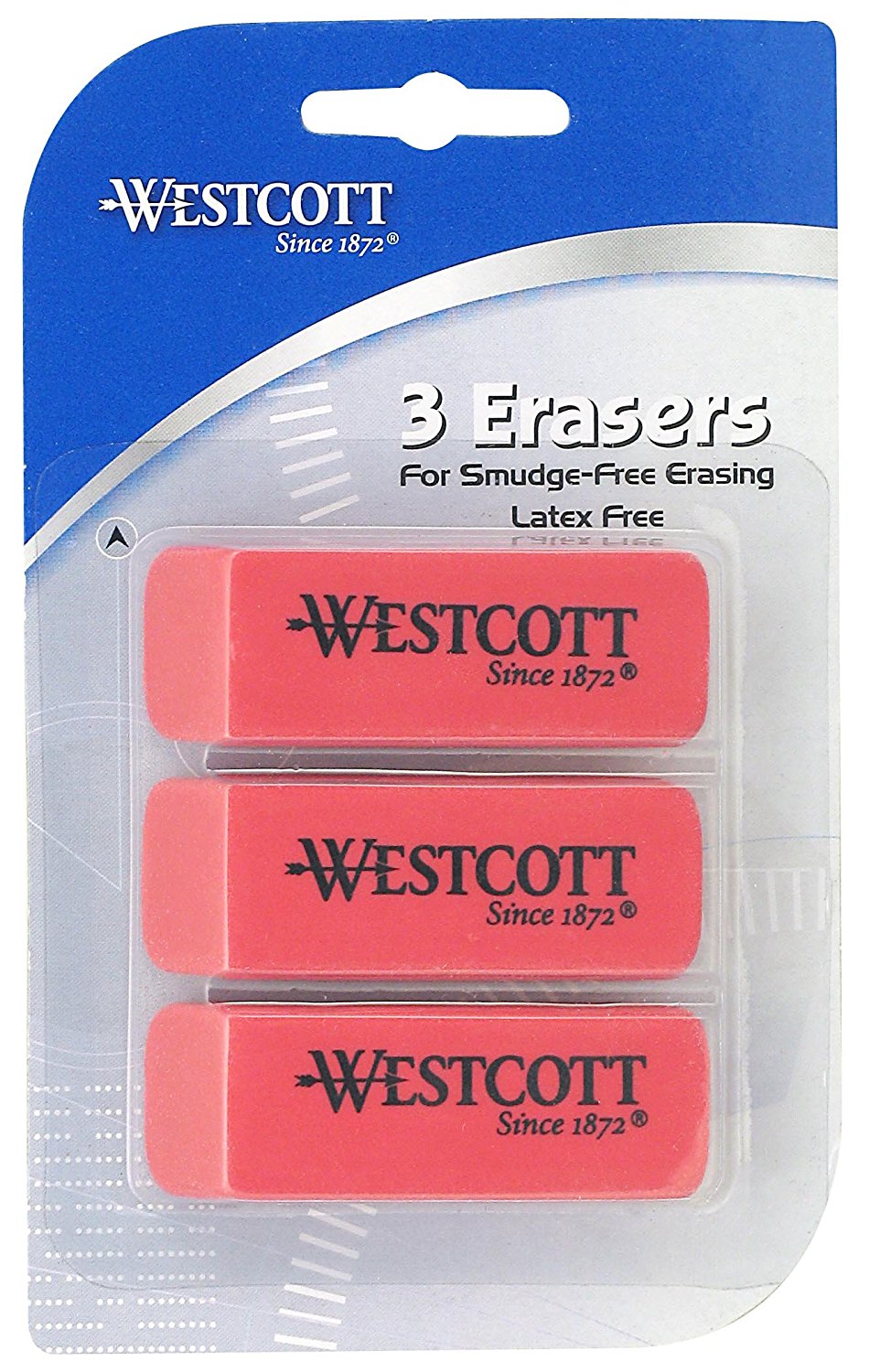 Westcott Latex Free Erasers Pack of Three Pink (14613)