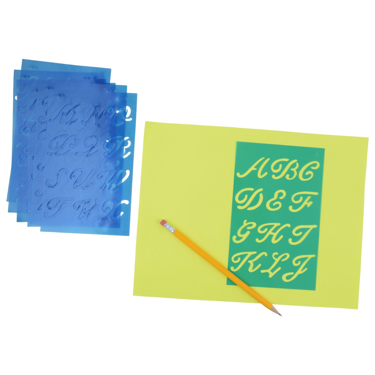 Westcott Letter Craft Lettering Stencil Signet Script 3/4’’ & 1’’ Transparent (15818)