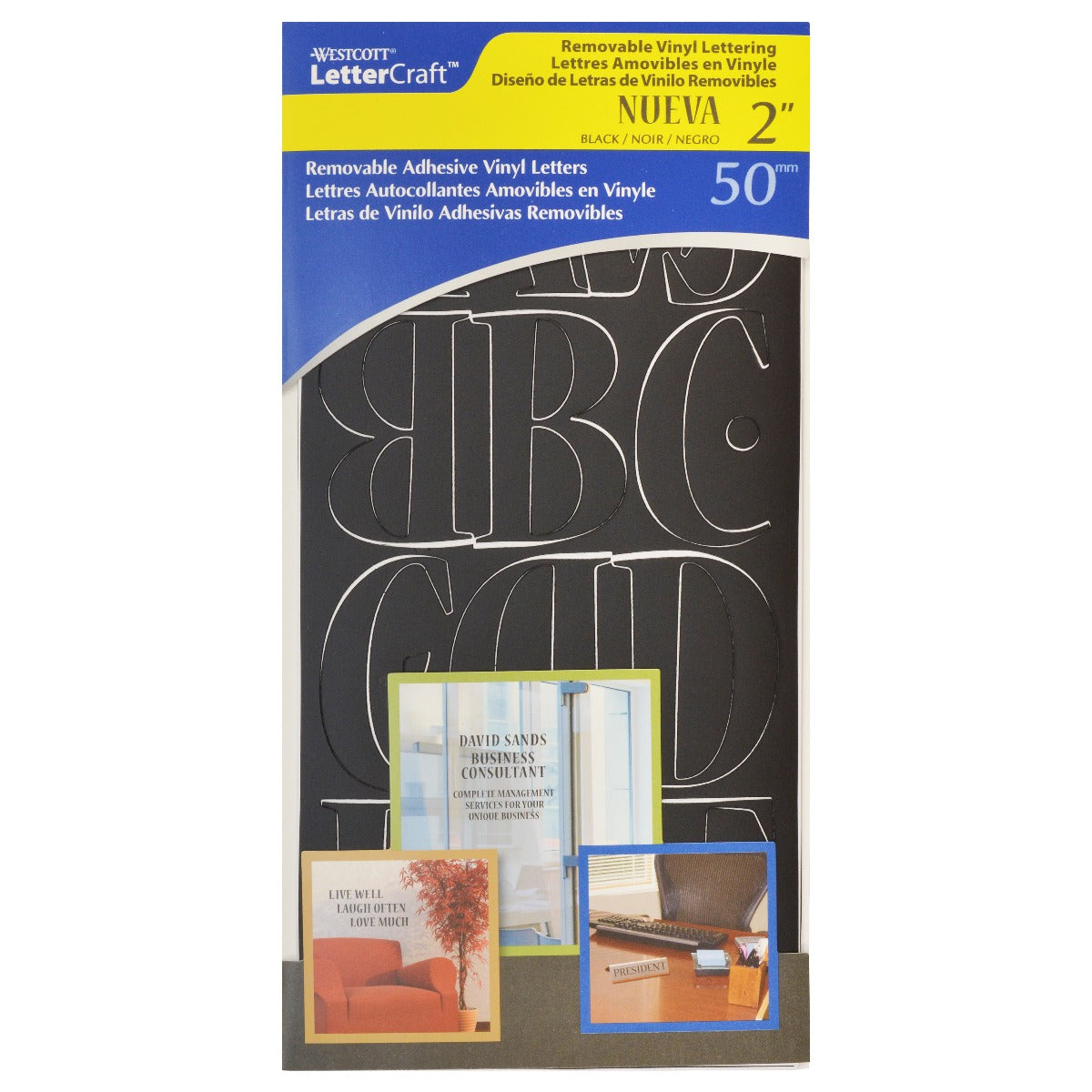 Westcott Letter Craft Removable Vinyl Lettering Nueva 2’’ Black (15936)