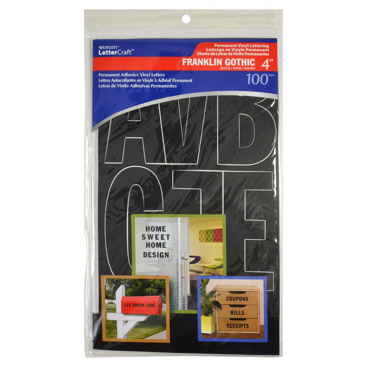W 4 Inch Lettering Westcott LetterCraft Permanent Vinyl Lettering Franklin Gothic 4-Inch ...