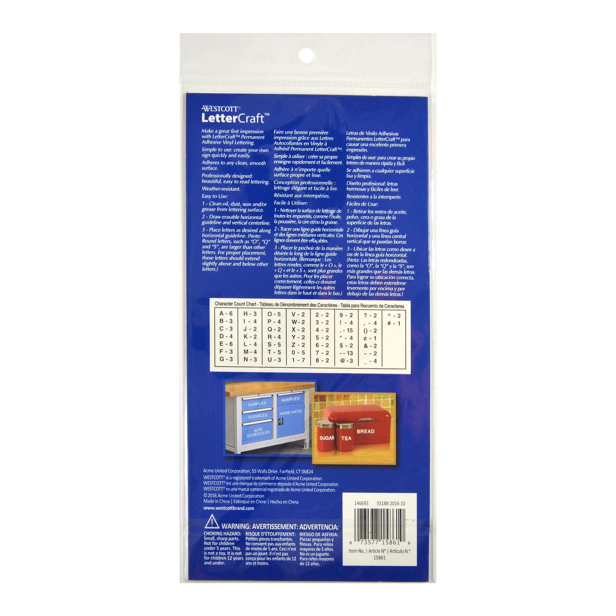 Westcott LetterCraft Permanent Vinyl Lettering Helvetica 1-Inch