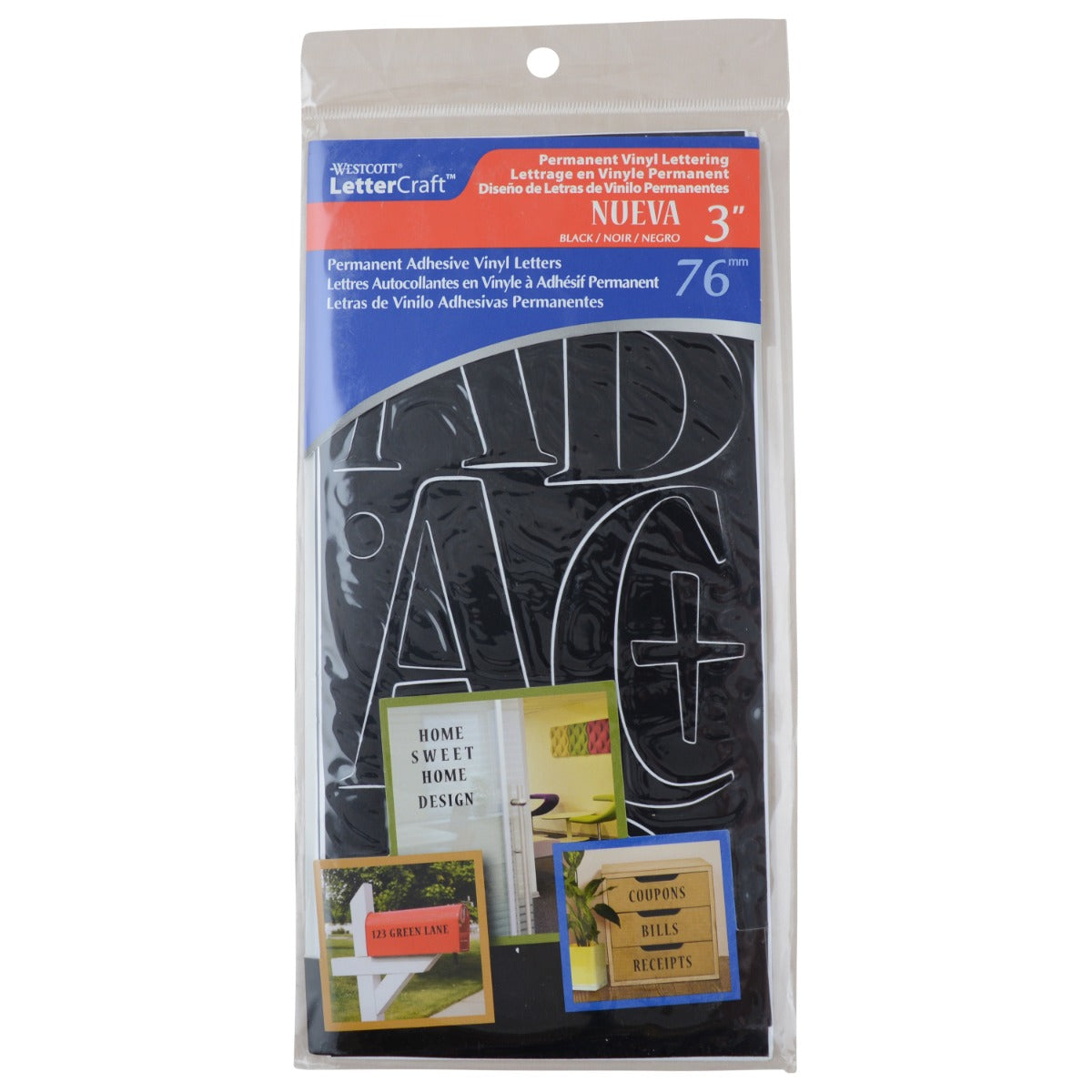 Westcott LetterCraft Permanent Vinyl Lettering Nueva 3-Inch Black (15856)