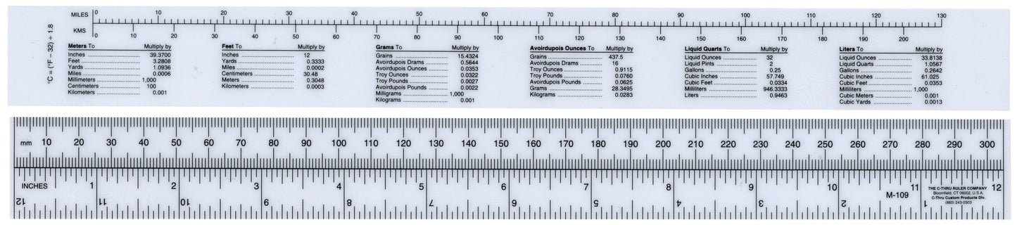 Westcott Metric/Inch Ruler 30cm 12’’ Opaque (M-109) - 144