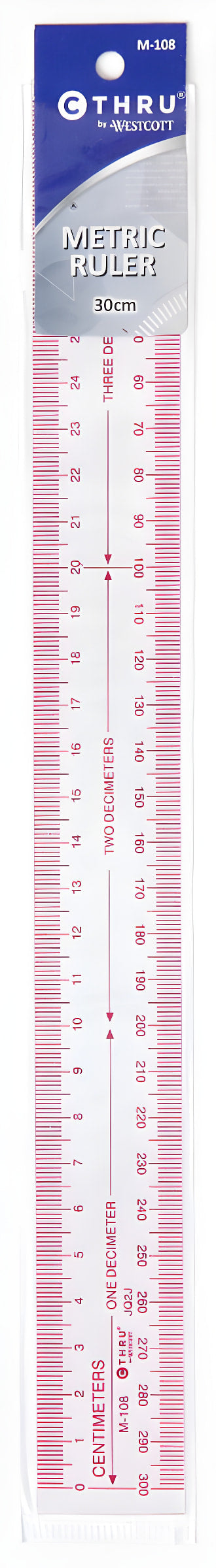 Westcott Metric Ruler 30cm Transparent (M-108)