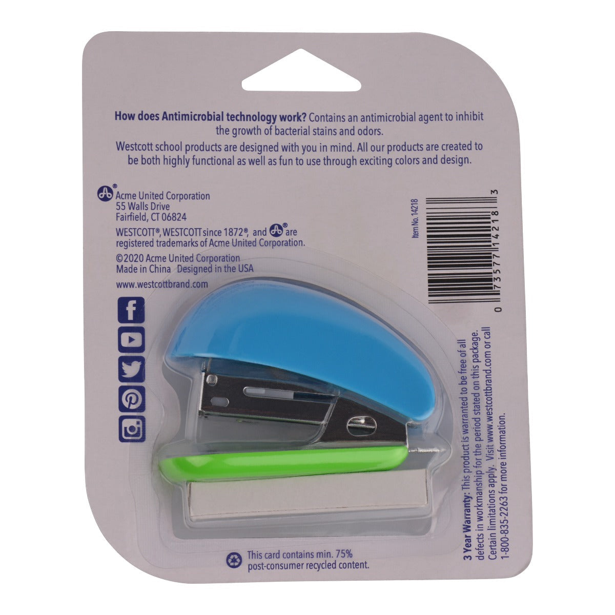 Westcott Mini Anti-Microbial Stapler with Staples Assorted Colors (14218-PARENT) - World’s Favorite Scissors