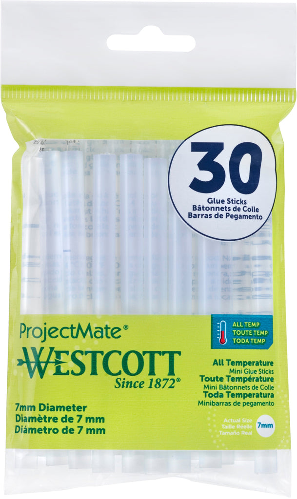 mini klow stick Westcott Premium All Temperature Glue Sticks, 30-Pack (Box of 6) perfect for detail work and small projects that require precision.All Purpose Use Westcott Premium Safety Mini Hot
