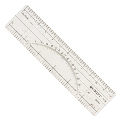 Westcott Protractor Ruler 6’’ 10ths 20ths Transparent (W-38)