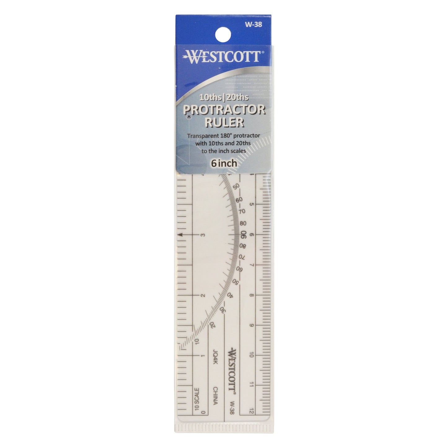 Westcott Protractor Ruler 6’’ 10ths 20ths Transparent (W-38)