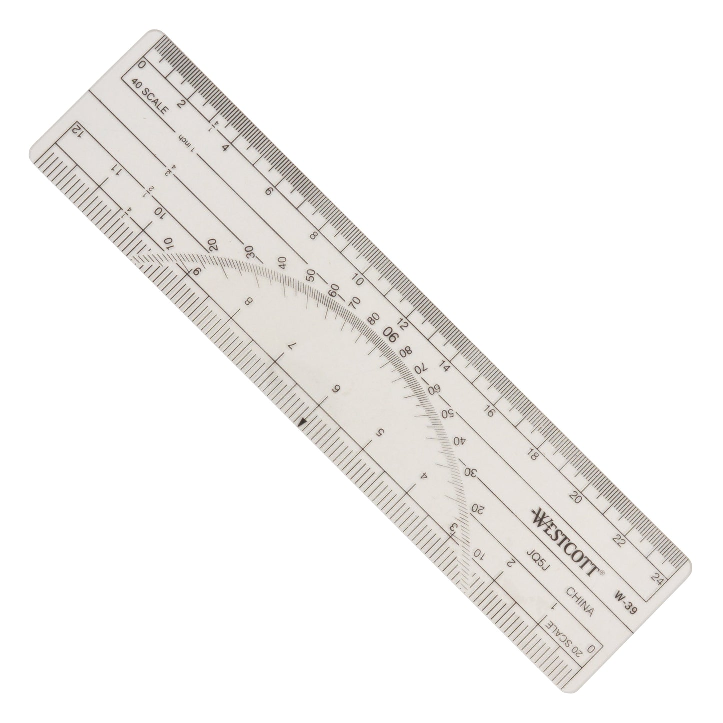 Westcott Protractor Ruler 6’’ 20ths 40ths Transparent (W-39)