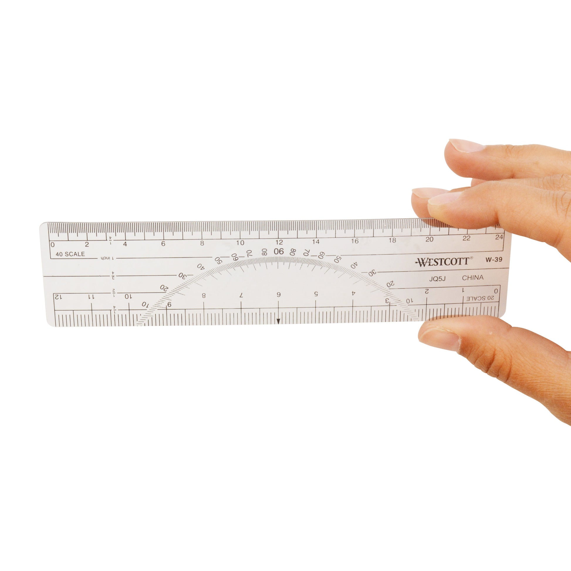 Westcott Protractor Ruler 6’’ 20ths 40ths Transparent (W-39)