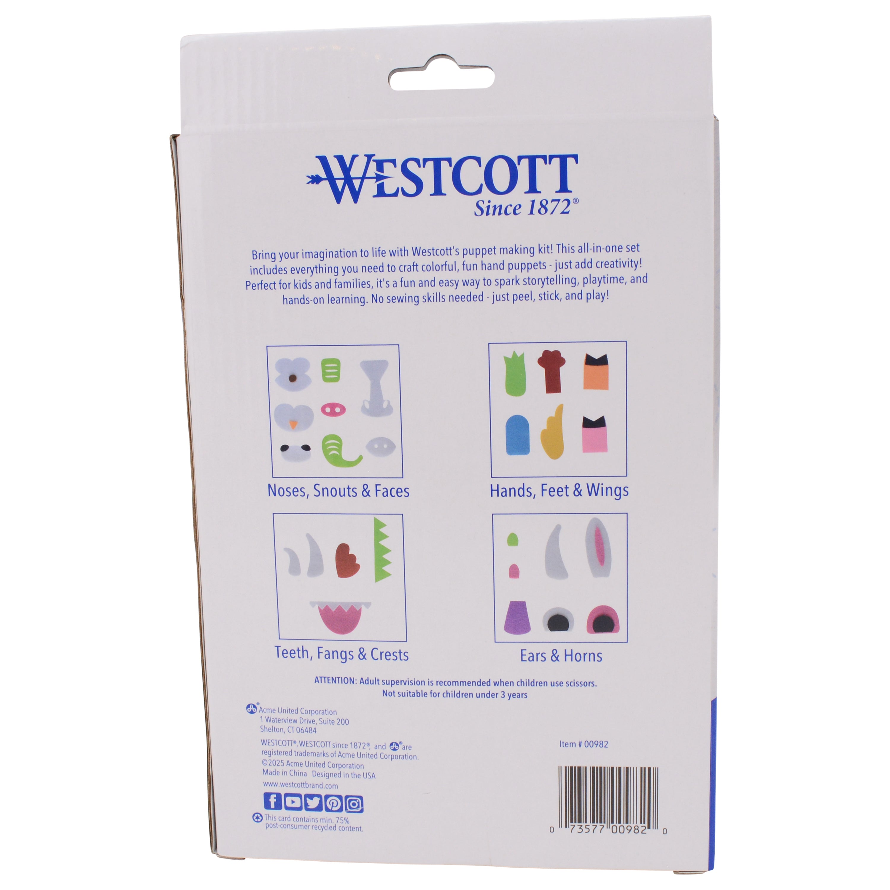 Westcott Puppet Making Kit for Kids, 6 Project Sets (00982-PARENT ...