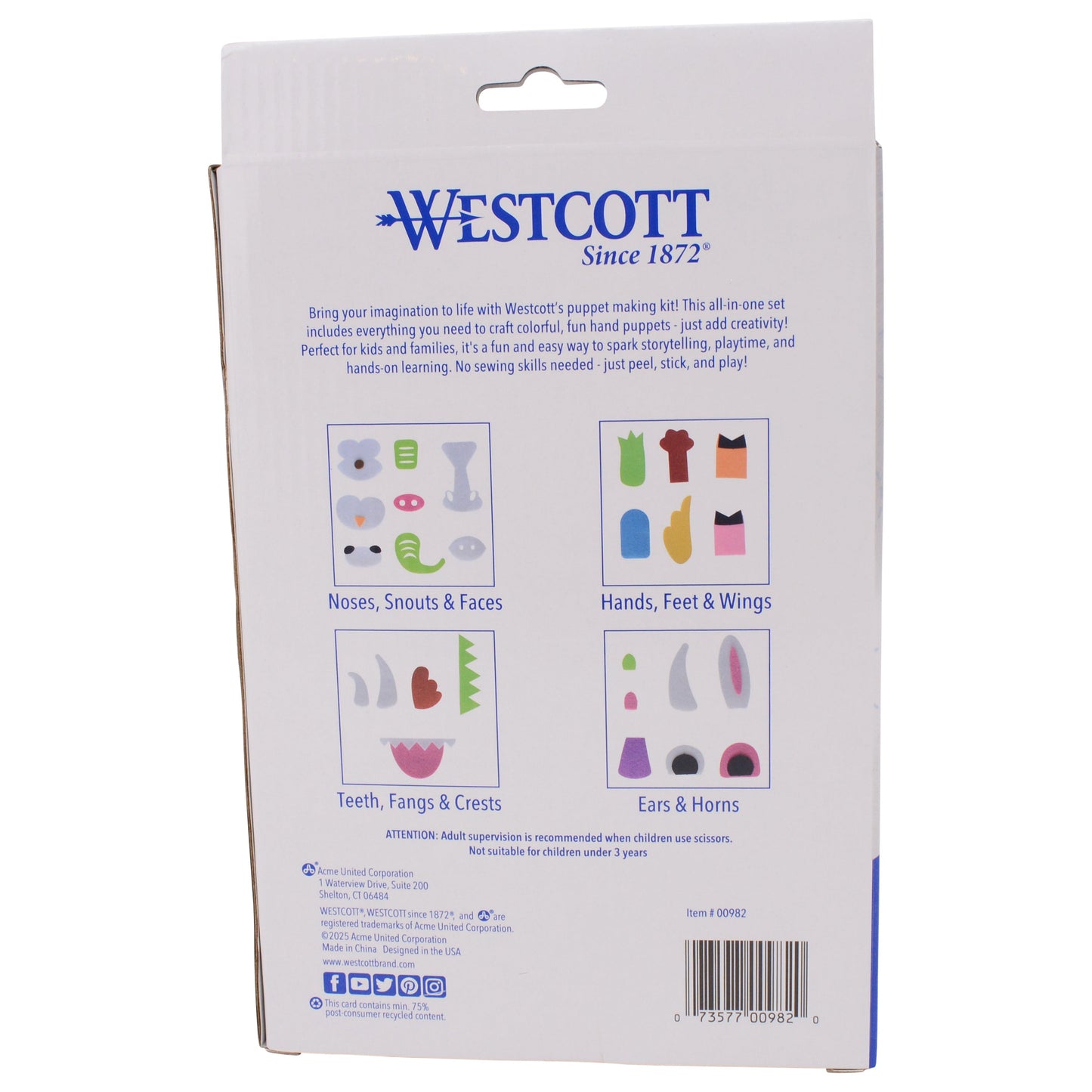 Westcott Puppet Making Kit for Kids 6 Project Sets (00982-PARENT) - World’s Favorite Scissors