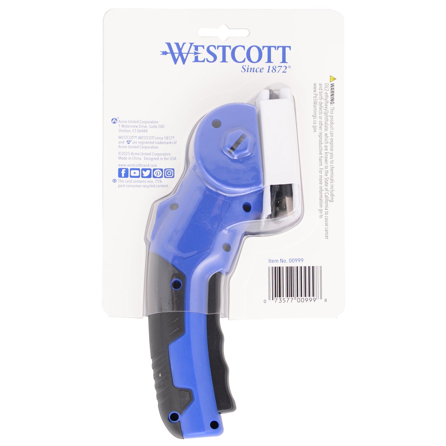 Westcott Rechargeable Electric Scissors Cordless Power with Built-In Battery Stainless Steel Blades Cut Up to 1/4’’