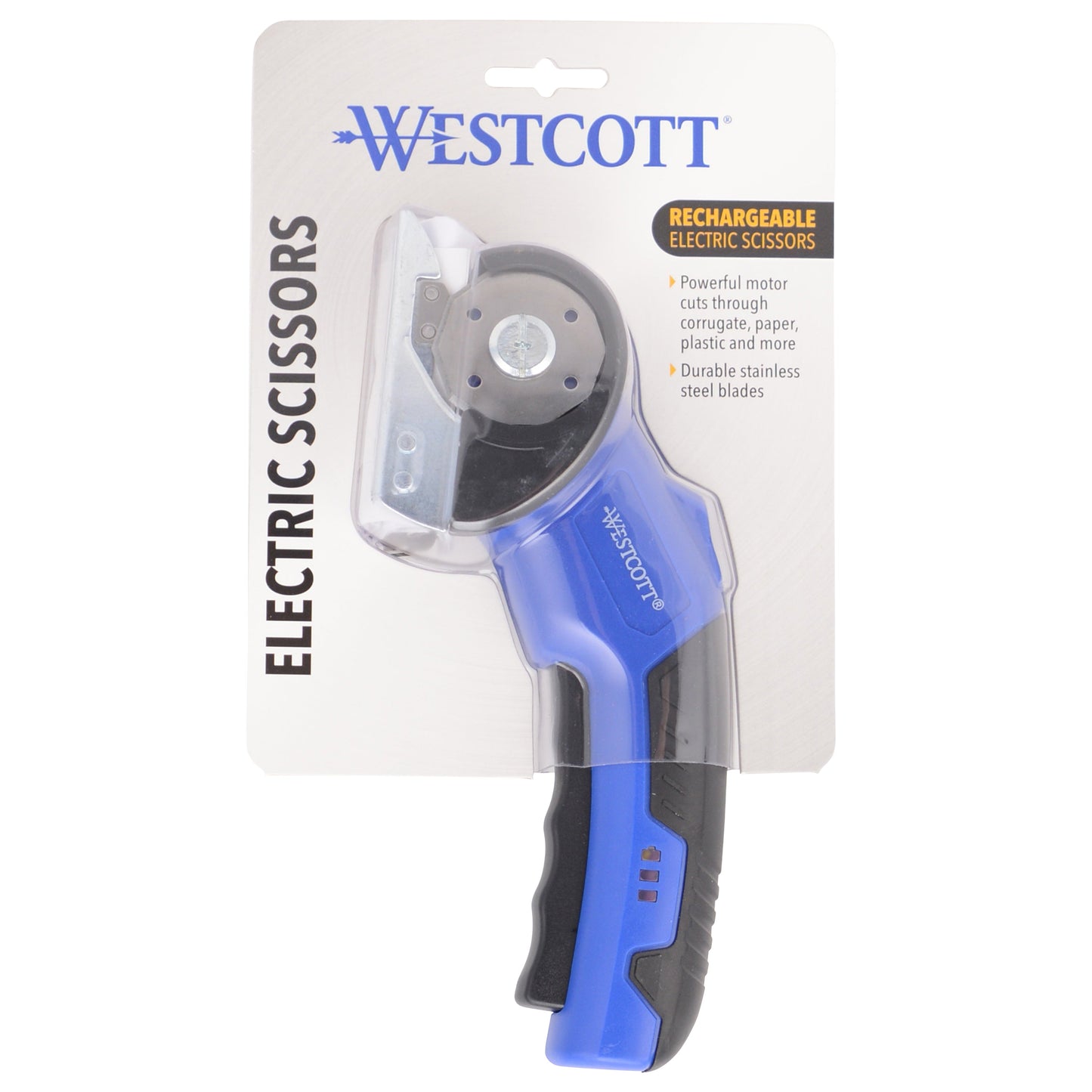 Westcott Rechargeable Electric Scissors Cordless Power with Built-In Battery Stainless Steel Blades Cut Up to 1/4’’