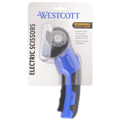 Westcott Rechargeable Electric Scissors Cordless Power with Built-In Battery Stainless Steel Blades Cut Up to 1/4’’