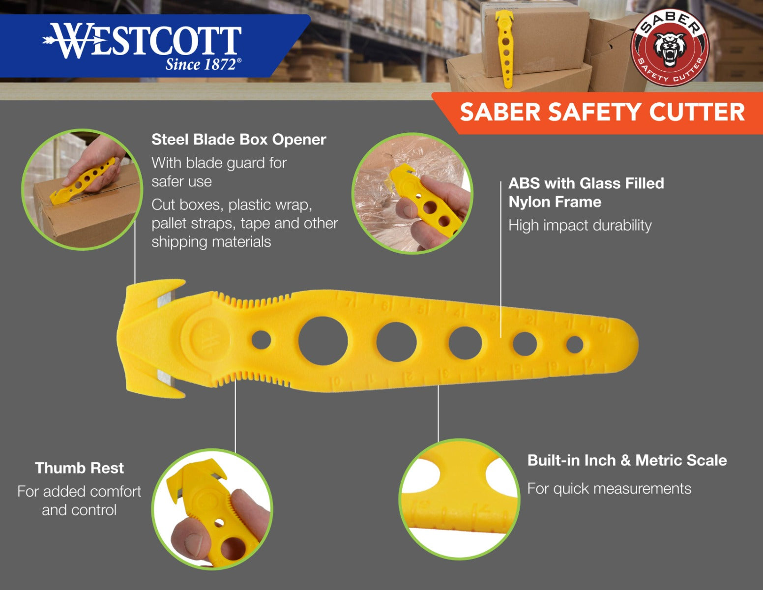 Westcott Saber Safety Cutter Yellow Bulk 50pk – westcottbrand