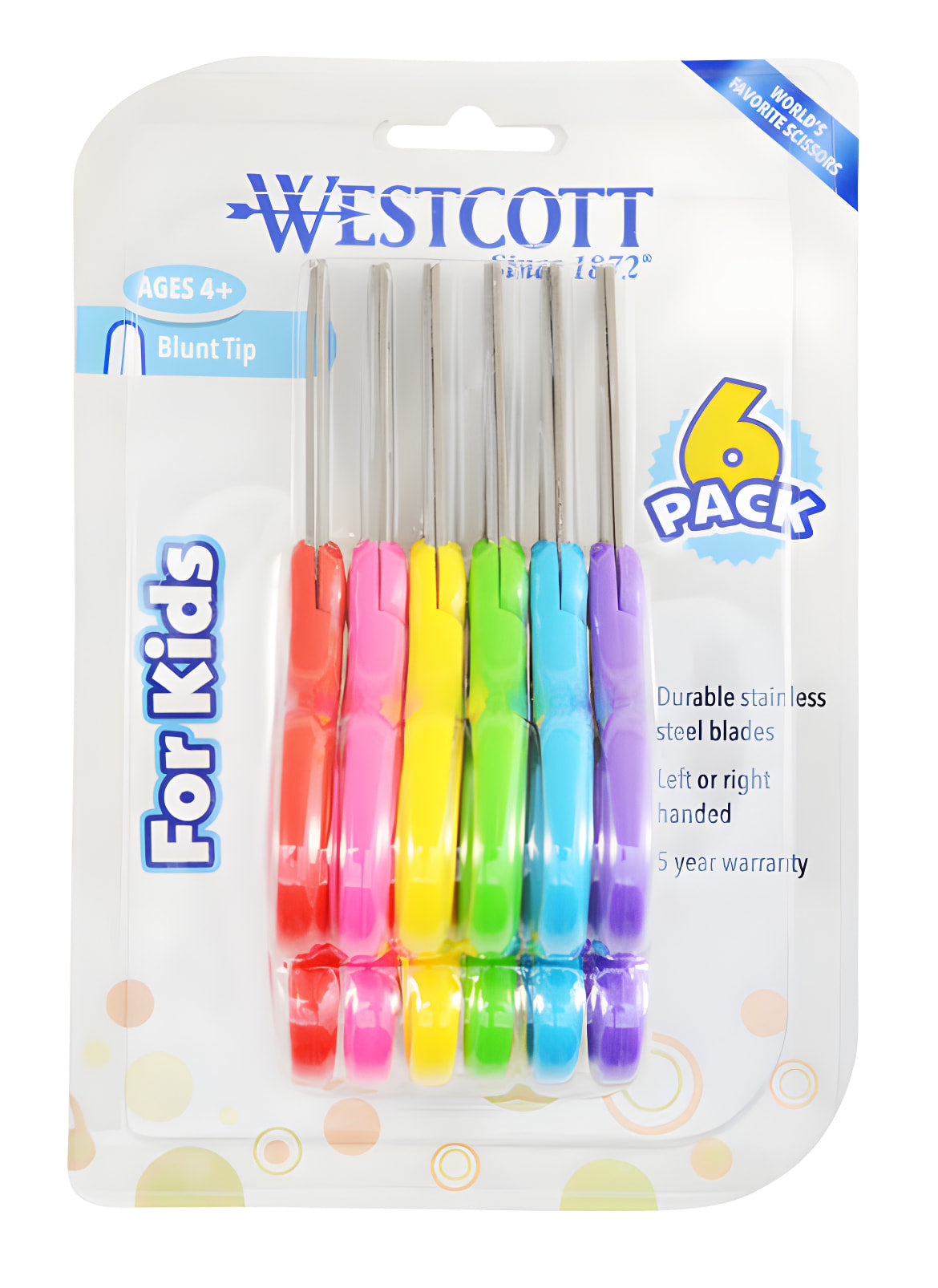 Westcott School Left and Right Handed Kids 5’’ Scissors Blunt 6 Pack (16454)