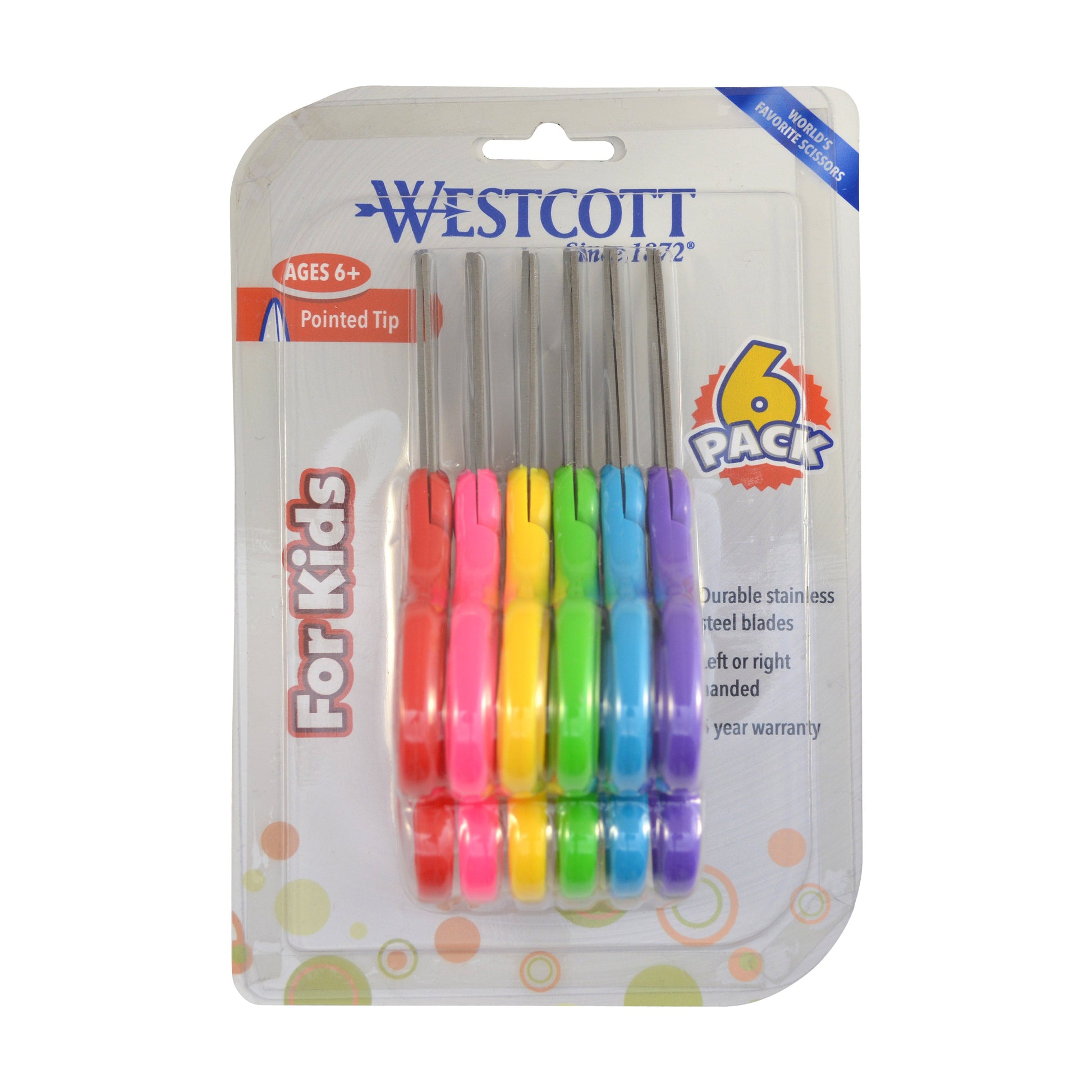 Westcott School Left and Right Handed Kids 5’’ Scissors Pointed 6 Pack (16455)