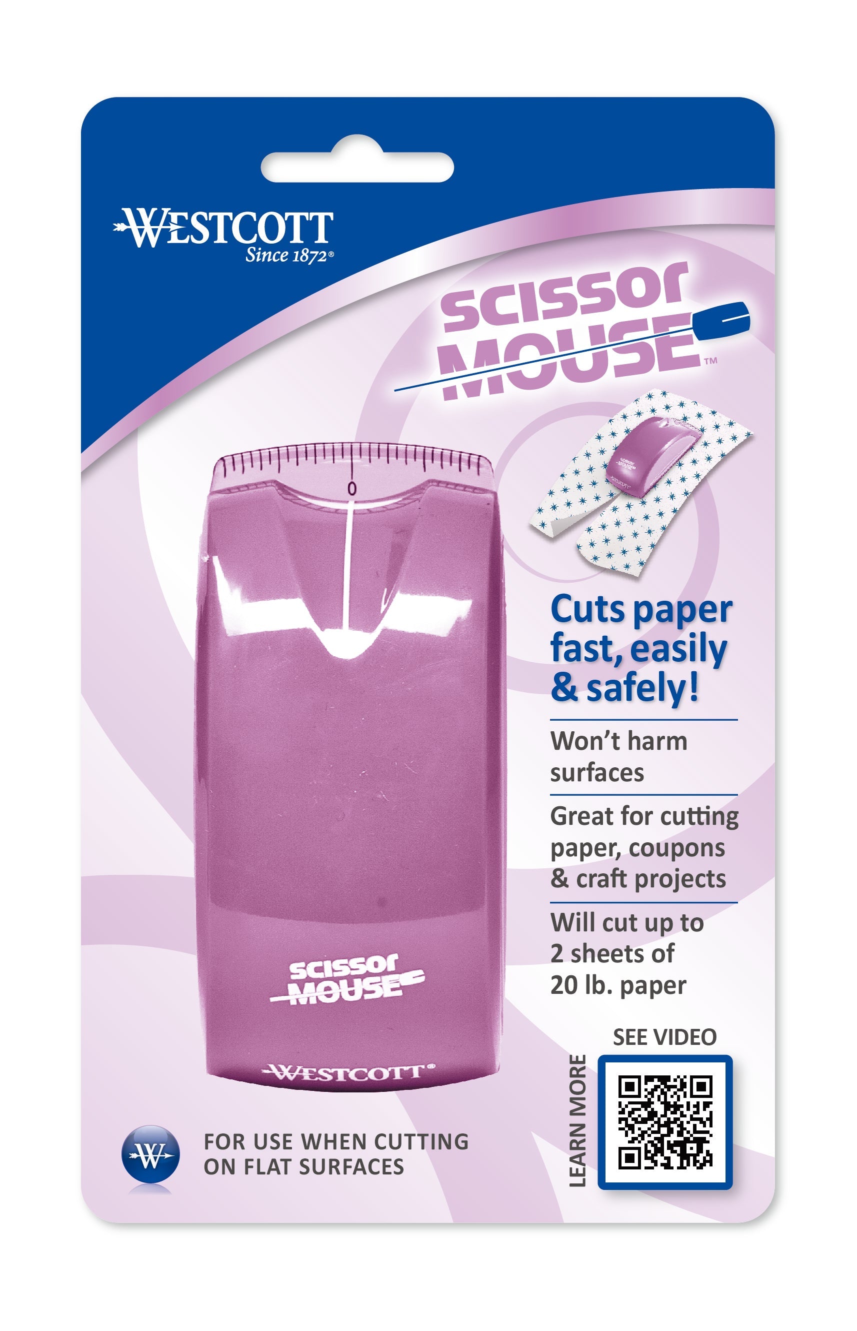 Westcott Scissor Mouse Paper Trimmer Safe Rotary Cutter for Kids & Crafters Violet - World’s Favorite Scissors