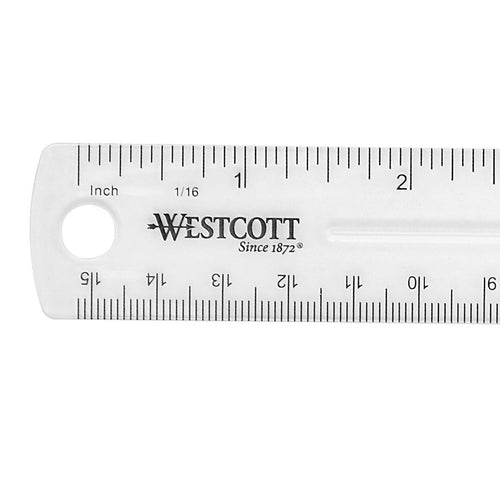 Westcott Shatterproof Plastic Ruler 6 Inches Transparent (45016)