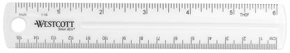 Westcott Shatterproof Plastic Ruler 6 Inches Transparent (45016)