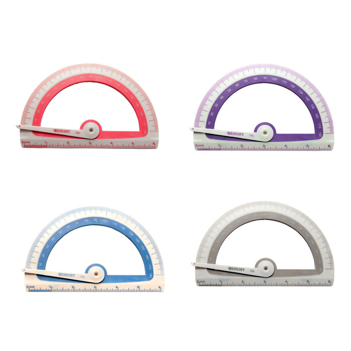 Collection-Westcott Soft Touch School Protractor With Anti-Microbial Protection Assorted Colors 1-Count (14376) - World’s Favorite