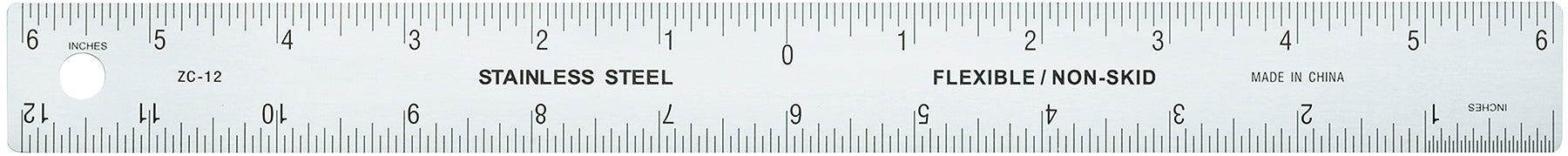 Westcott Stainless Steel Ruler, Zero Center, 12