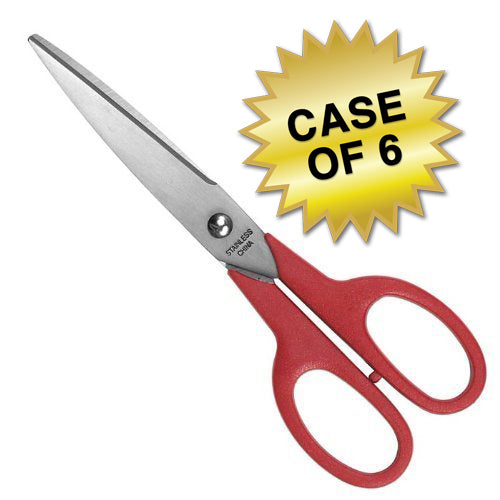 Westcott-test School Stainless Steel Student Scissors 6.25’’ Pointed Pack of 12 Red Case of 6