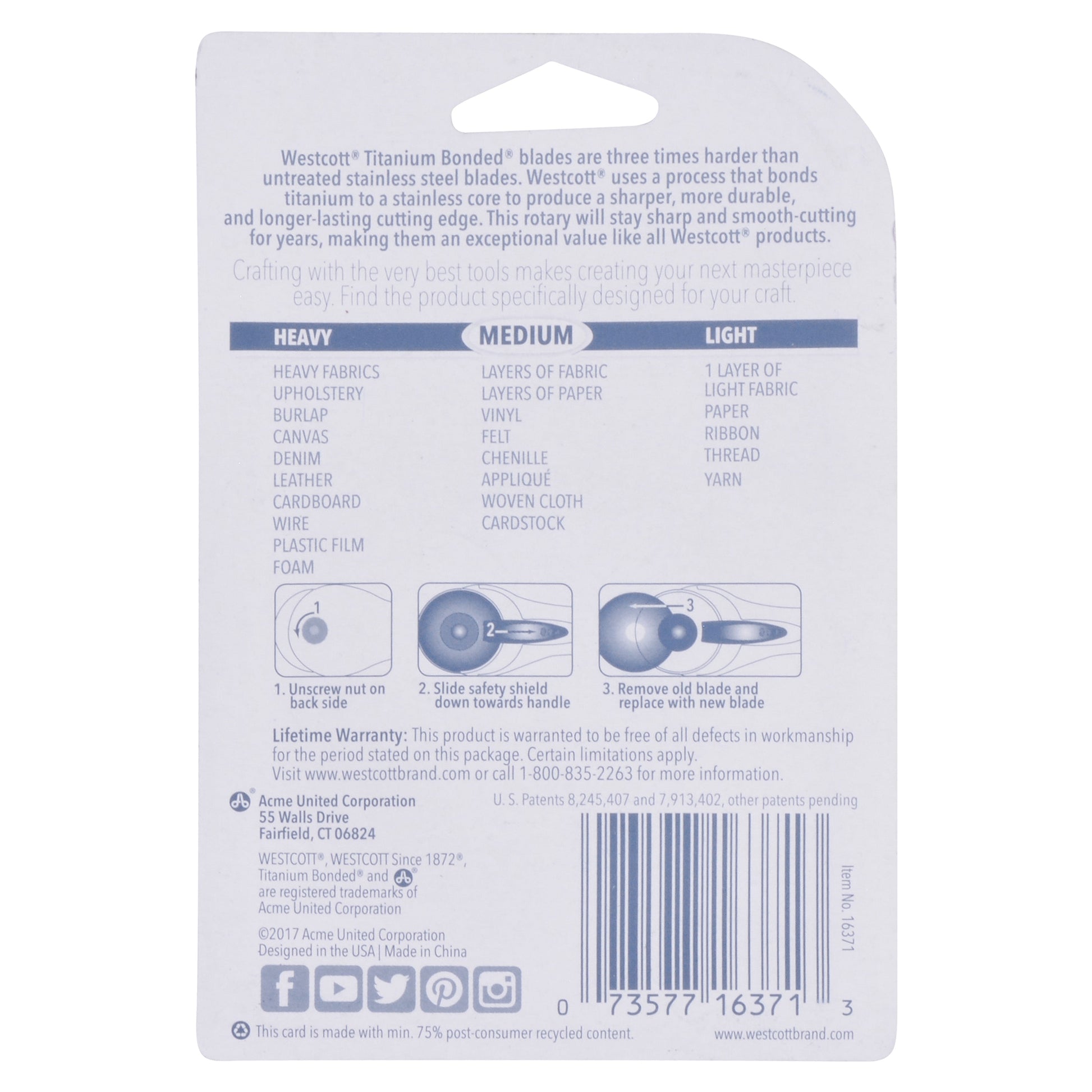 Westcott Titanium Bonded Handheld Rotary Replacement Blade 45mm (16371)