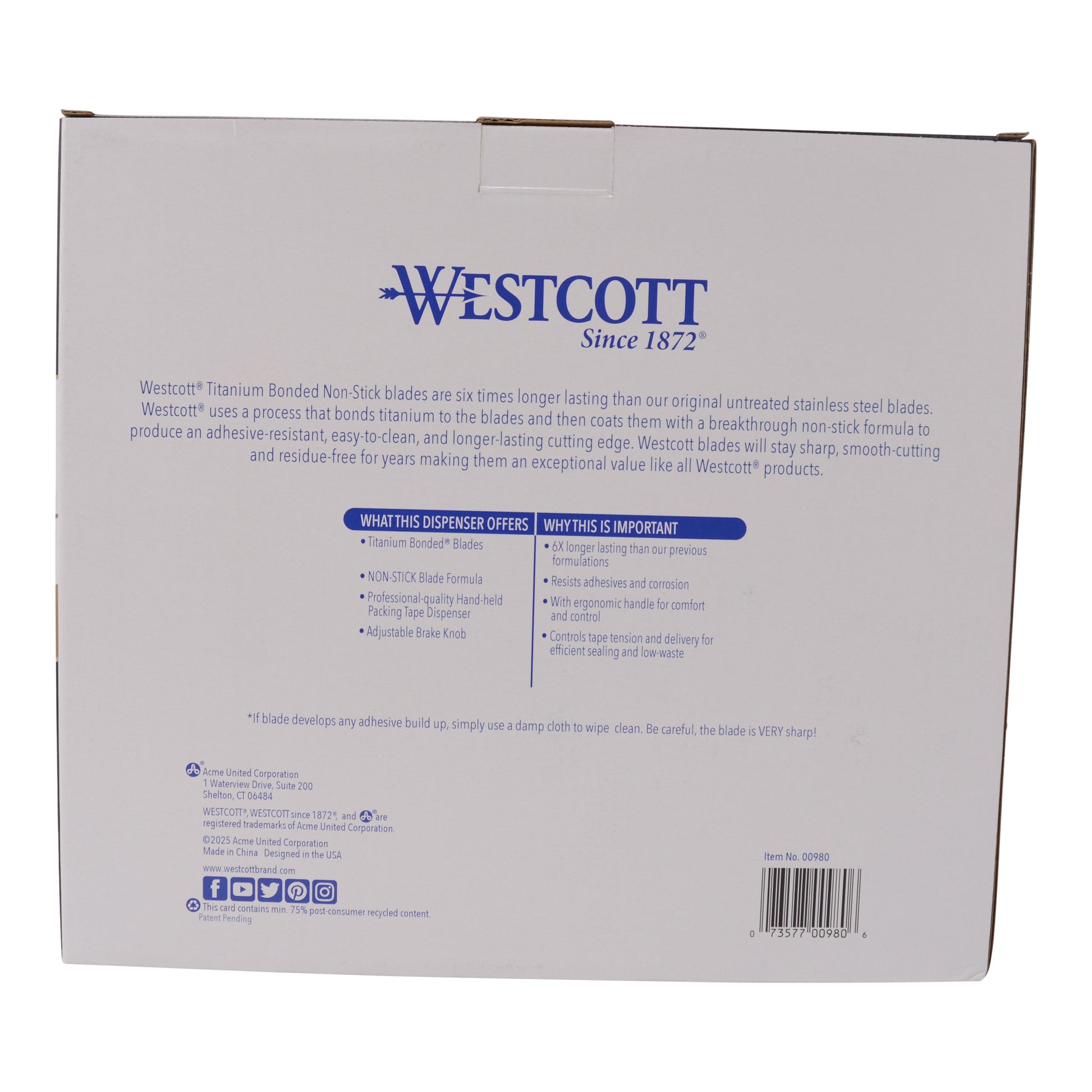 Westcott Titanium Bonded Non-Stick Tape Dispenser (00980) - World’s Favorite Scissors